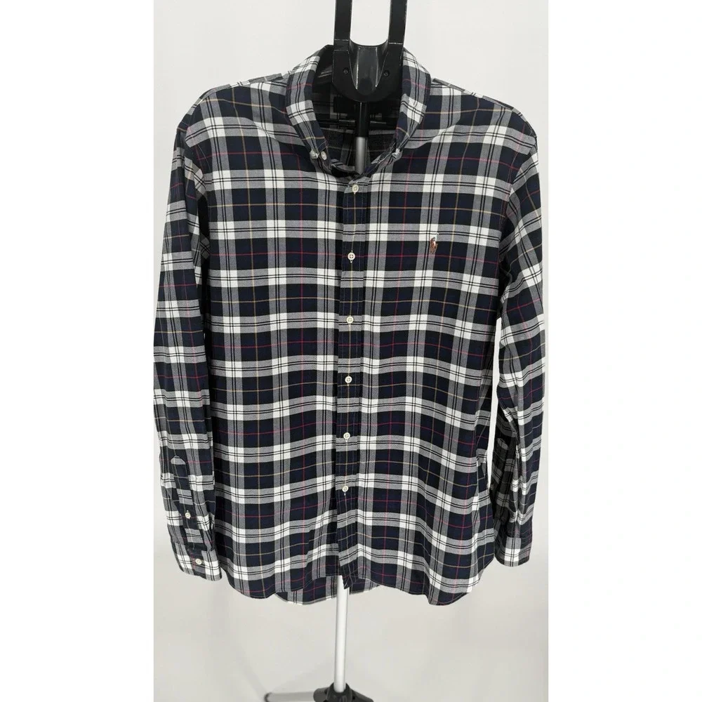 Polo Ralph Lauren Mens XL Blue Plaid‎ Classic Fit Button Up Long Sleeve Shirt